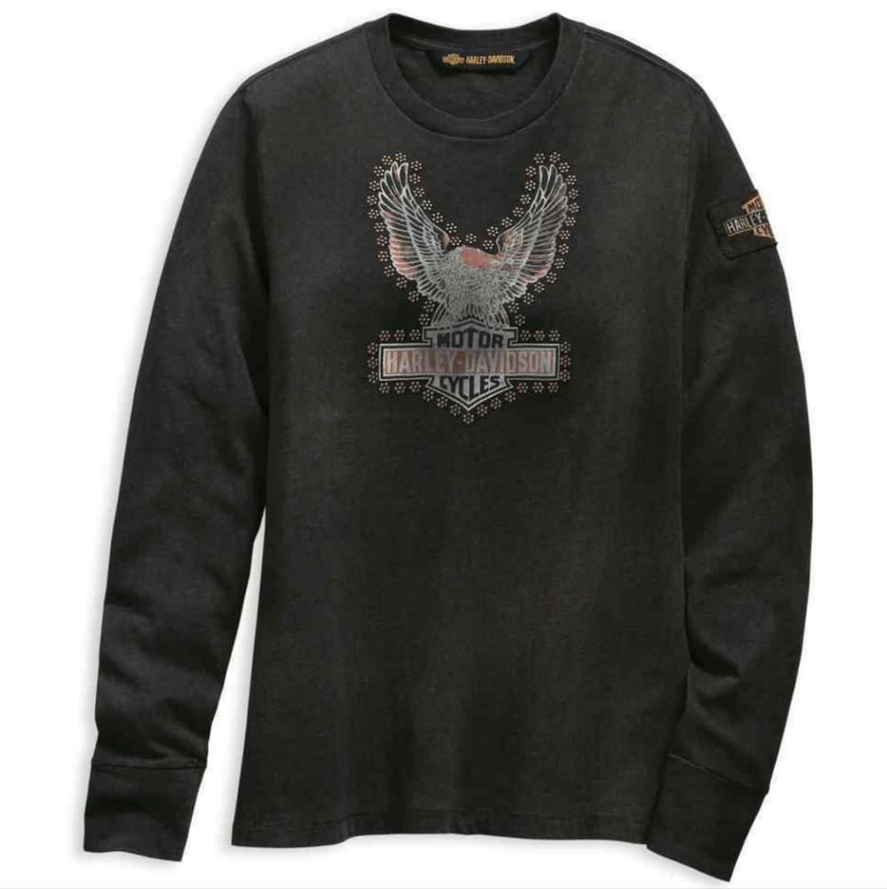 Women's Harley-Davidson® Studded Distressed Eagle Long Sleeve. Size Large.
